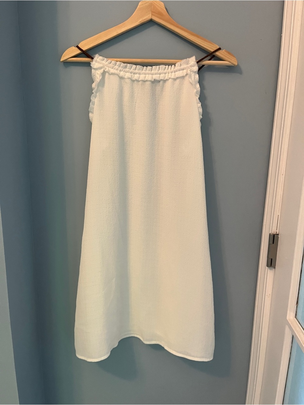 Women’s Halter  White Elastic-Waist Mini Dress